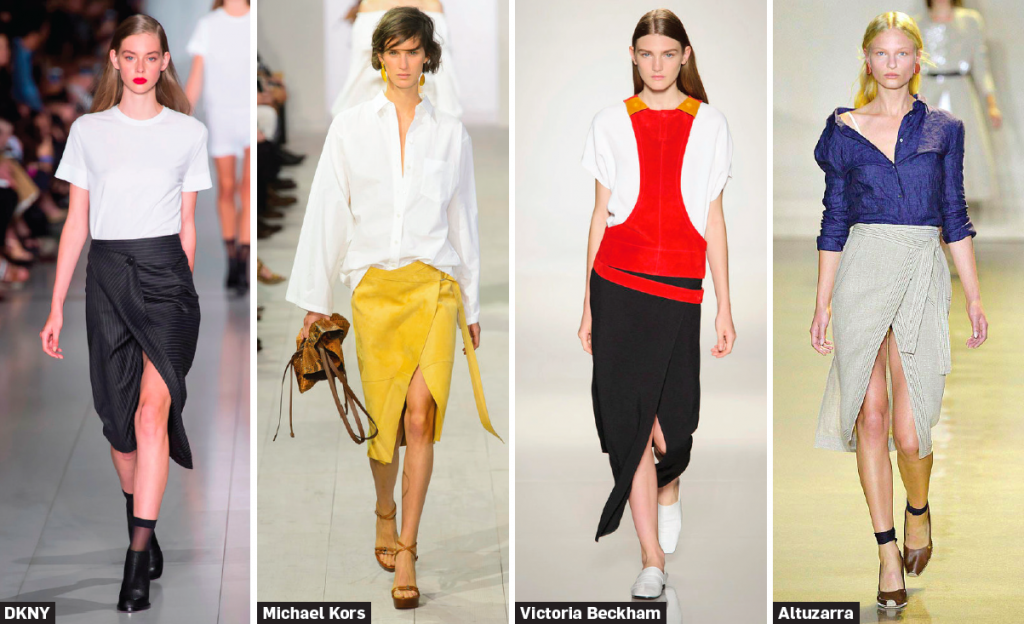examples of the new wrap skirt for Spring 2016